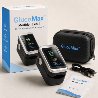 GlucoMax™ 3 en 1 - Medidor de Glucosa Sin Dolor + Colesterol + Presión Arterial + Oxígeno + ENVÍO GRATIS