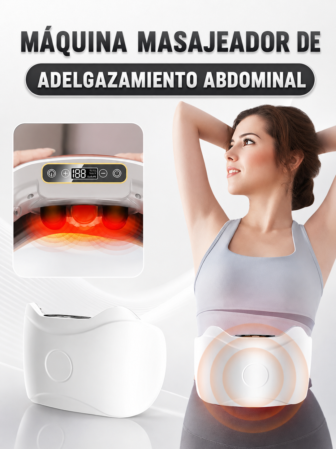 Masajeador Abdominal Eléctrico Inalámbrico – Quema Grasa, Reduce Hinchazón y Activa la Digestión Natural