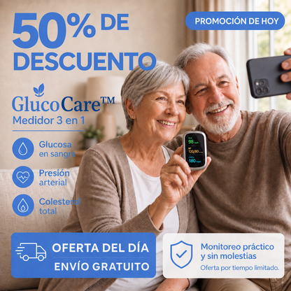GlucoCare™ 3 en 1 - Medidor de Glucosa Sin Dolor + Colesterol + Presión Arterial + Oxígeno + ENVÍO GRATIS